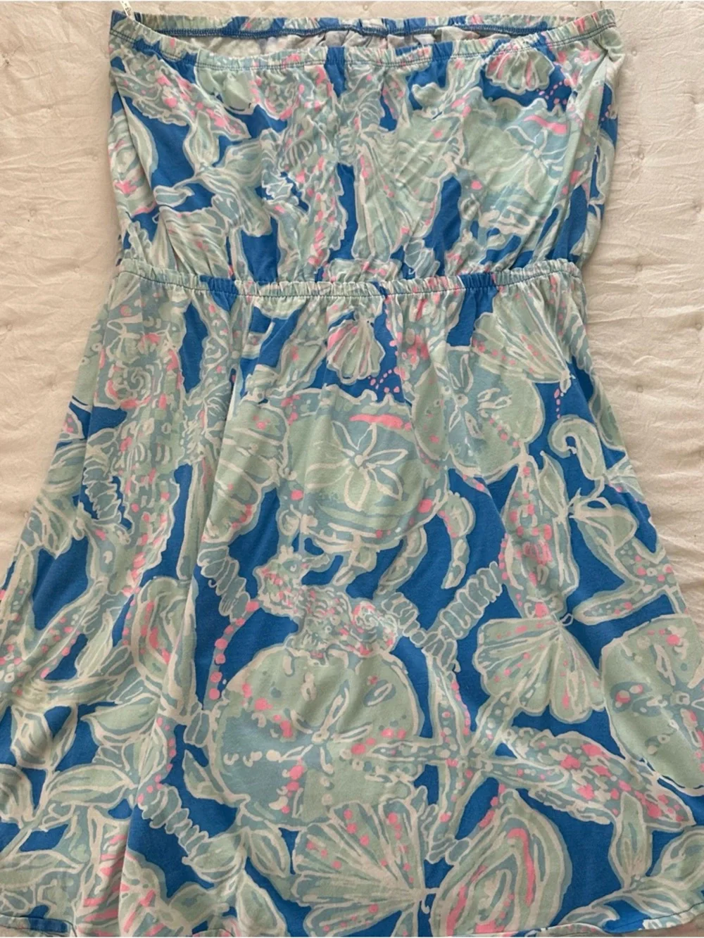 Lilly Pulitzer Strapless Dress in Blue, Mint & Pink - Picture 3 of 3